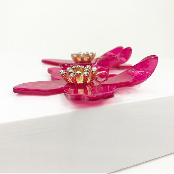 Crystal Lily Drop Earrings in Pink - Picture 6 of 8